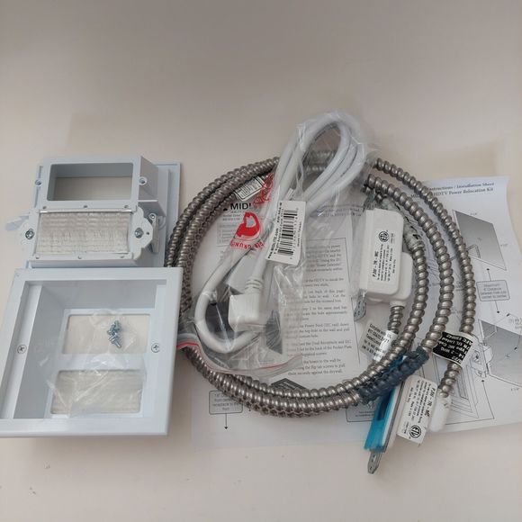 IWPE-7R2-MC HDTV Power Relocation Kit Double Gang Metal Clad Power Cable 7' PJW - Picture 2 of 15